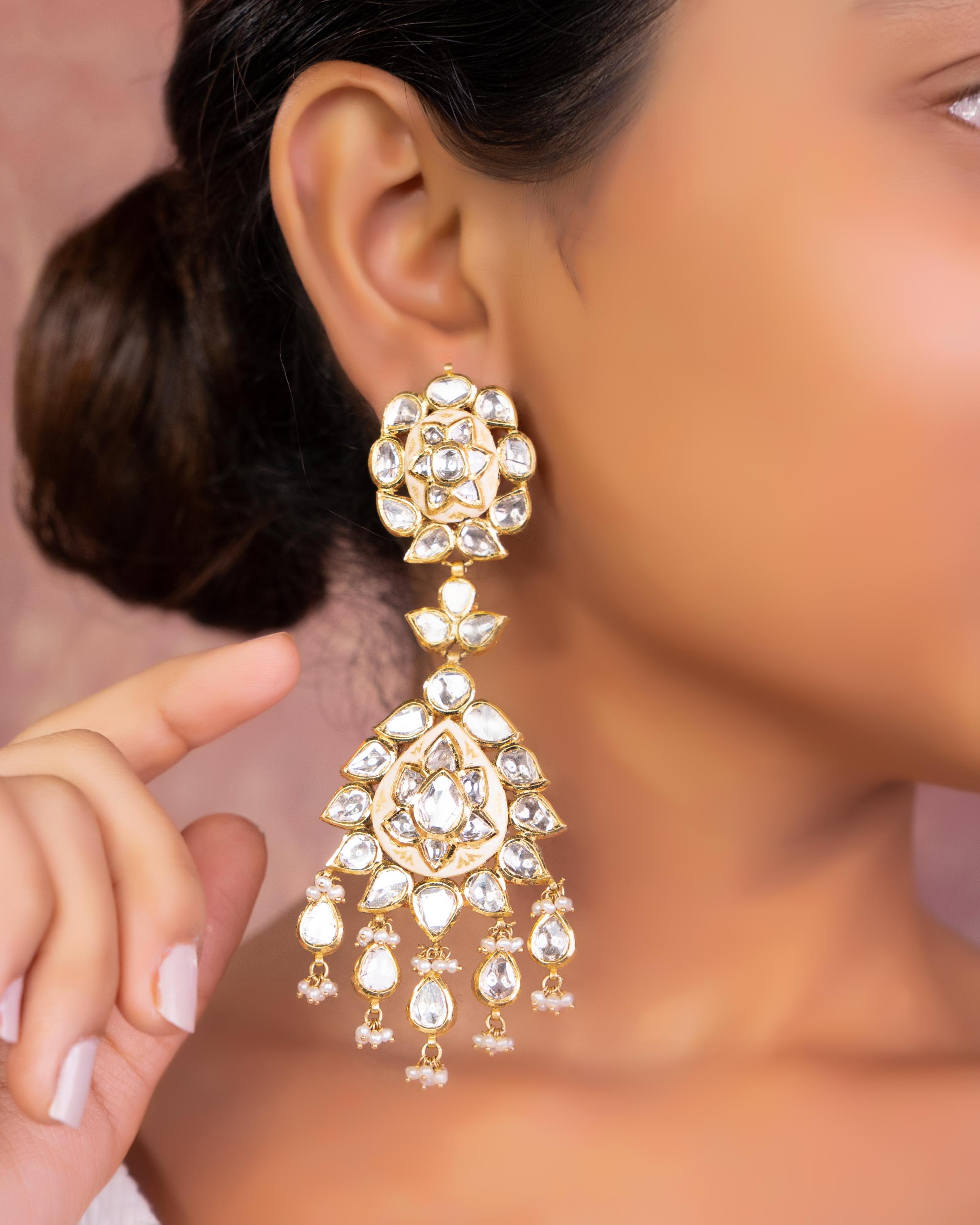 Yasmine Polki Long Earrings