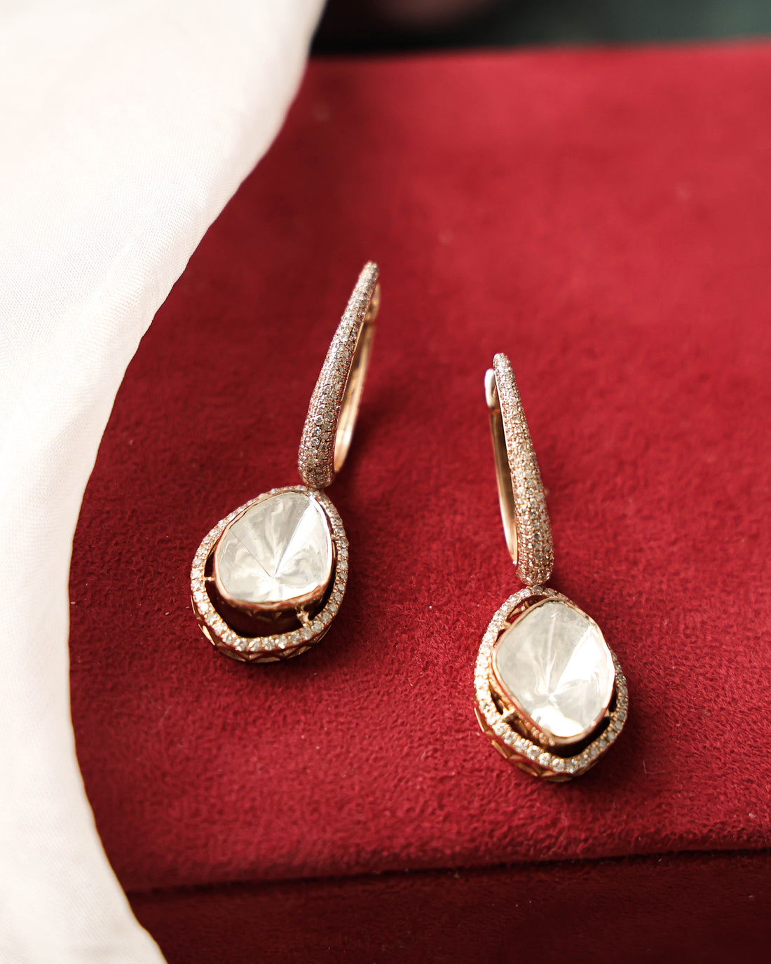 Zeenal Polki And Diamond Long Earrings