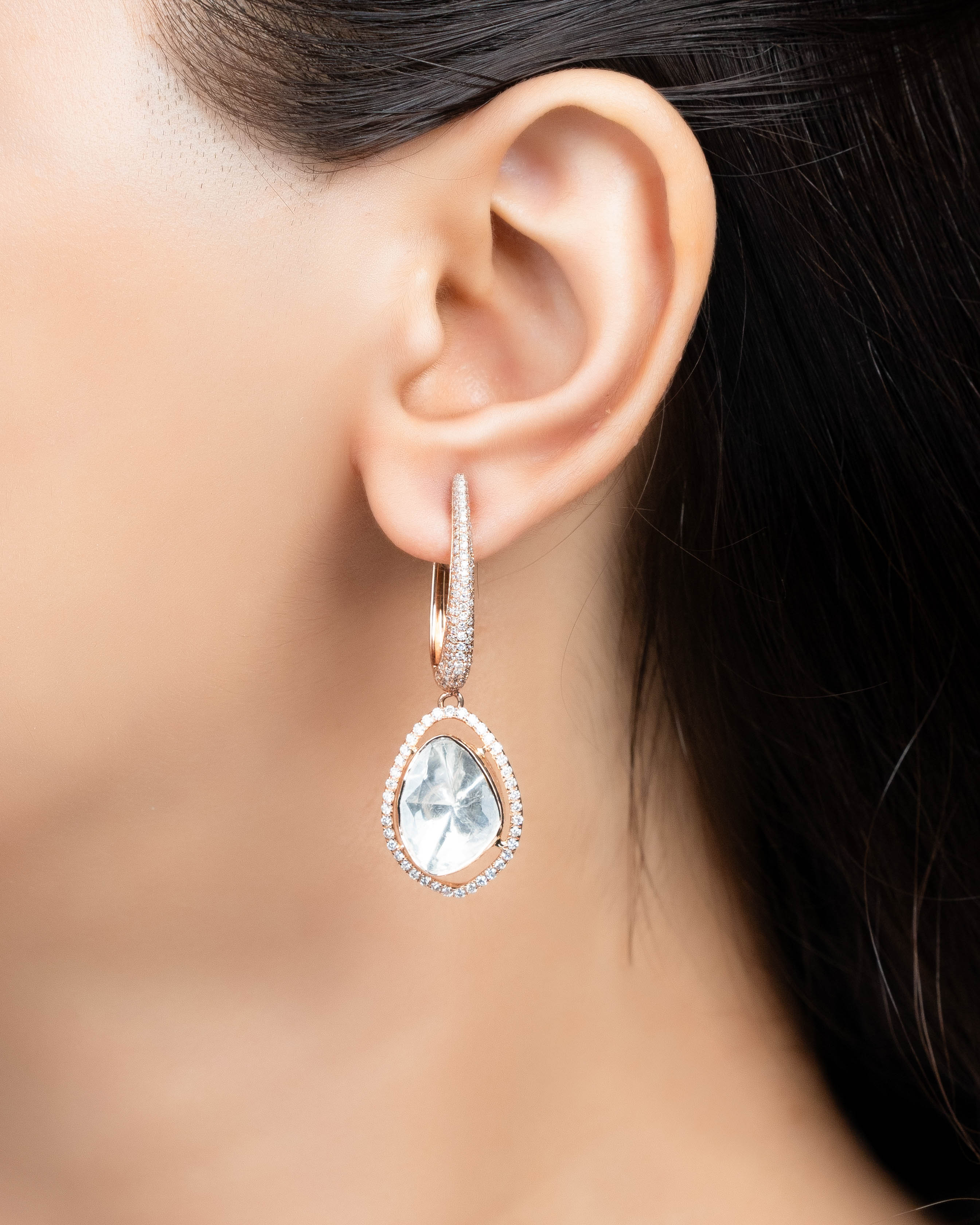 Zeenal Polki And Diamond Long Earrings