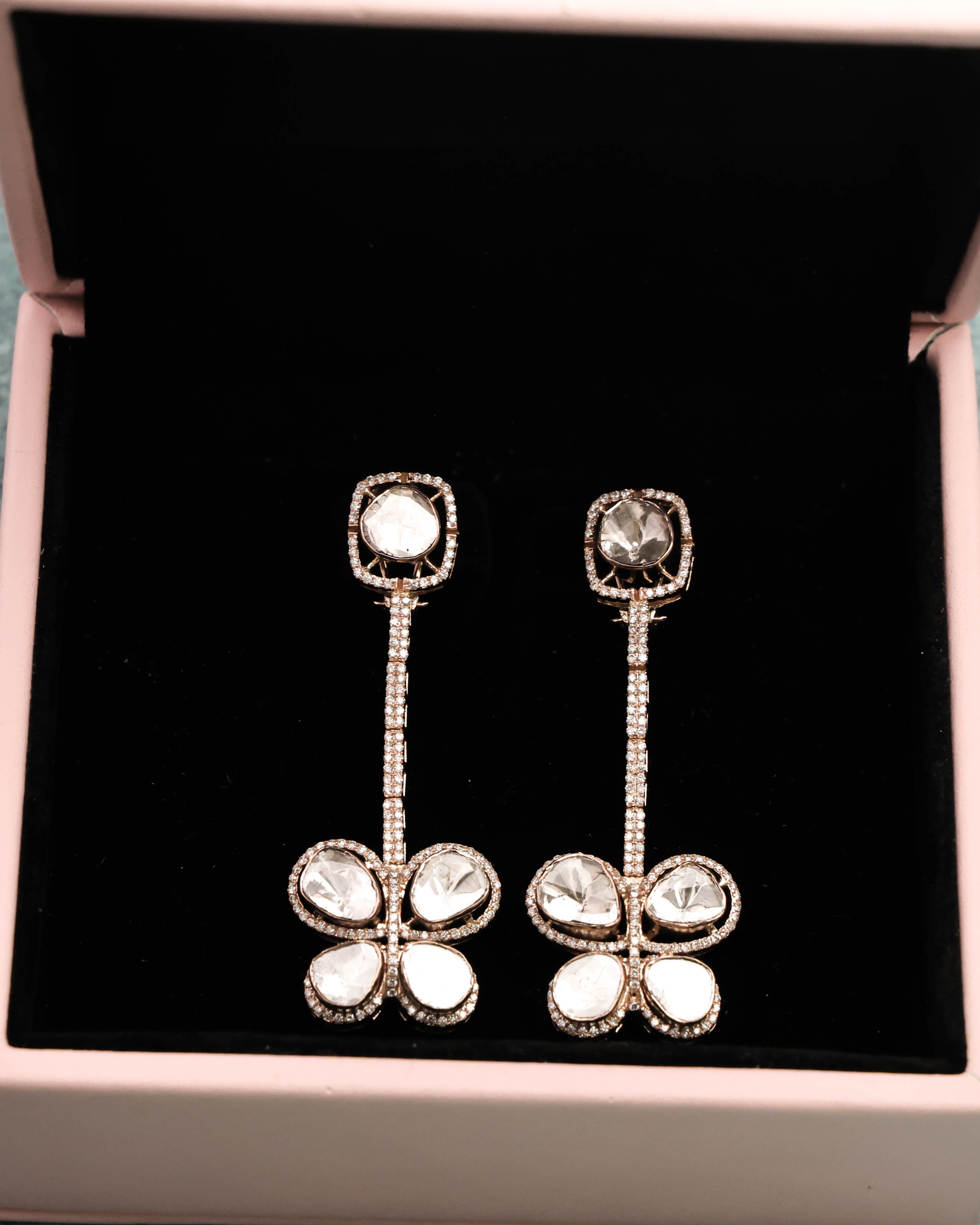 Ayesha Polki And Diamond Long Earrings