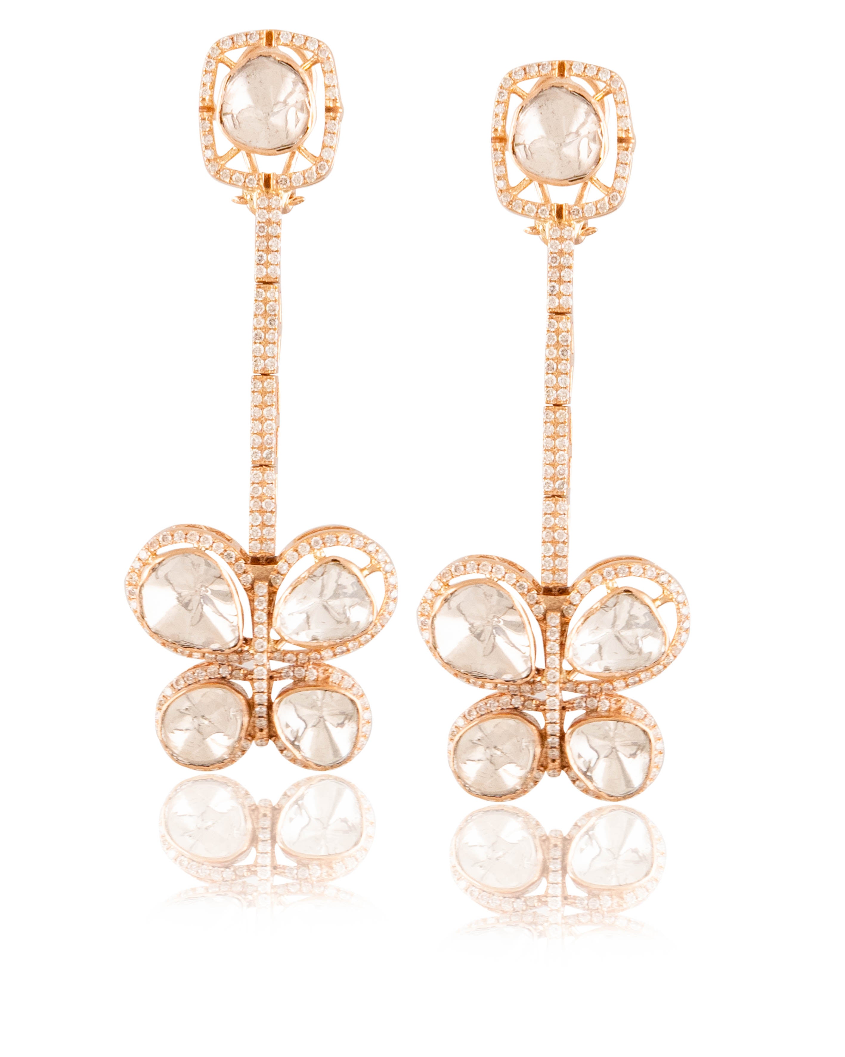 Ayesha Polki And Diamond Long Earrings