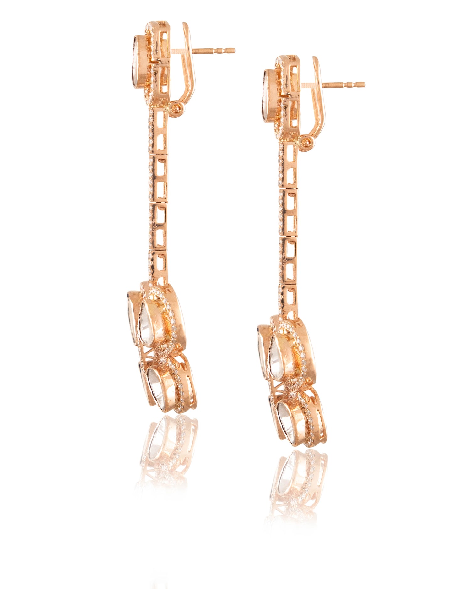 Ayesha Polki And Diamond Long Earrings