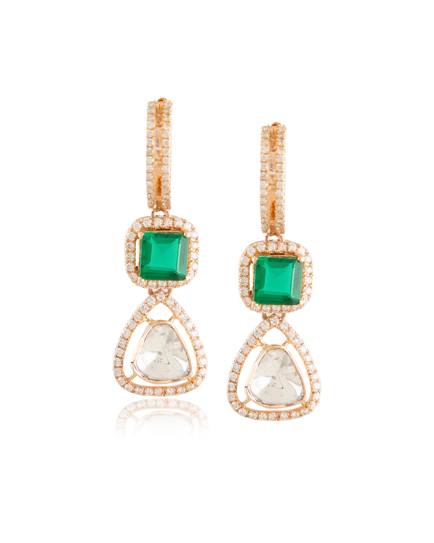 Niha Polki And Diamond Long Earrings