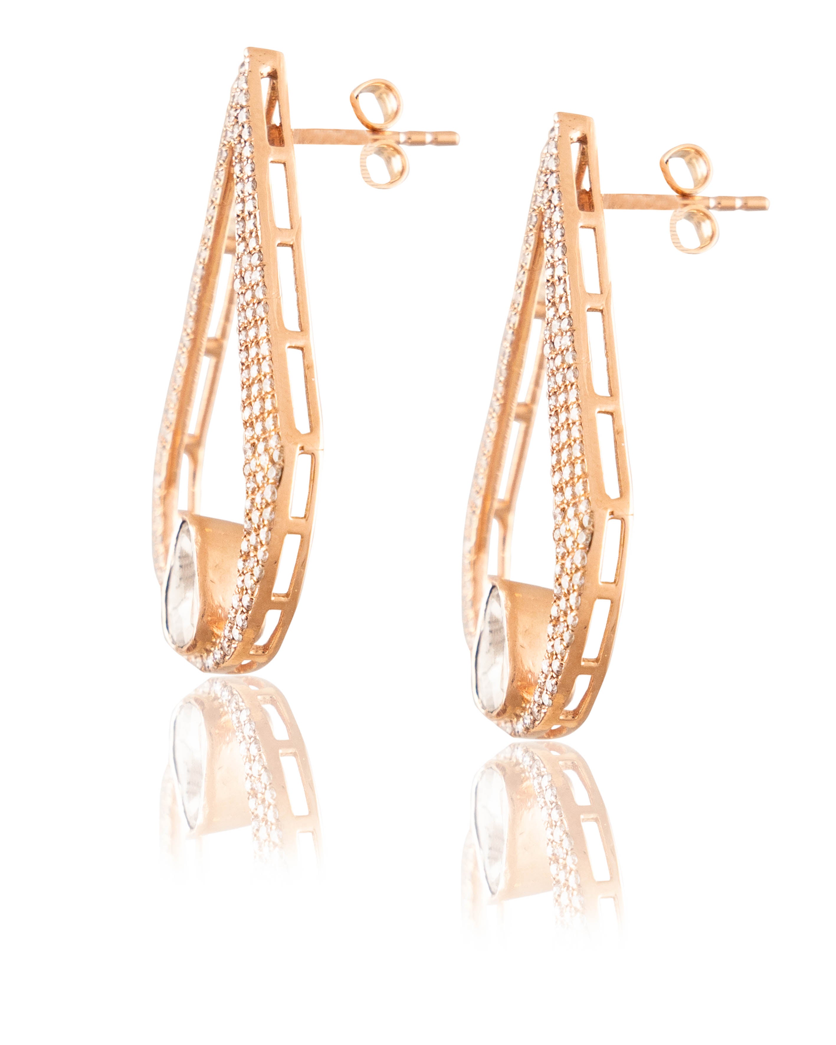 Zaira Polki And Diamond Long Earrings