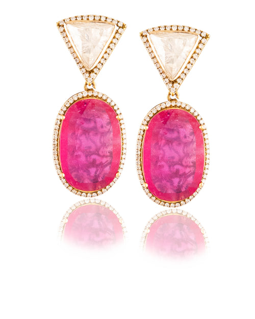 Neha Polki And Diamond Long Earrings