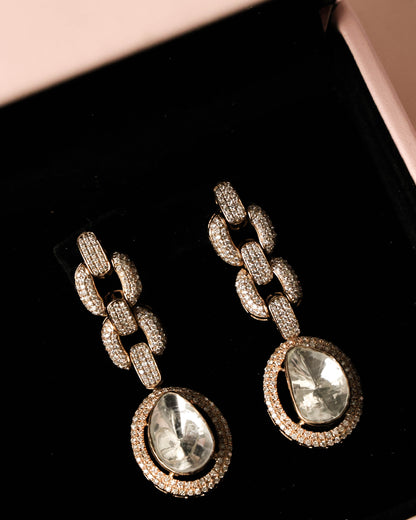 Roohi Polki And Diamond Long Earrings