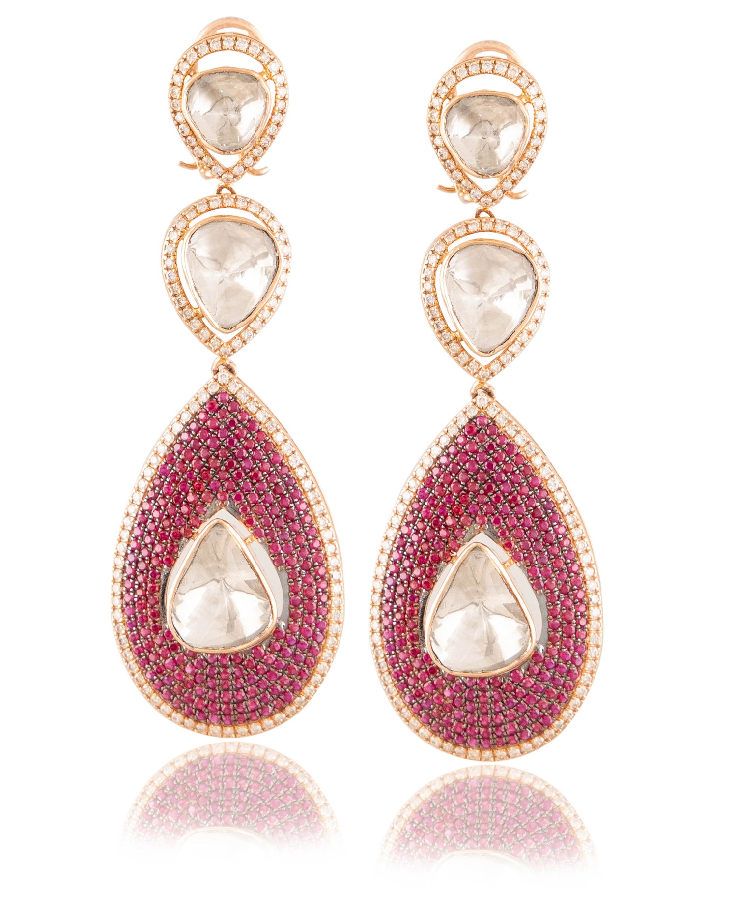 Zoha Polki And Diamond Long Earrings