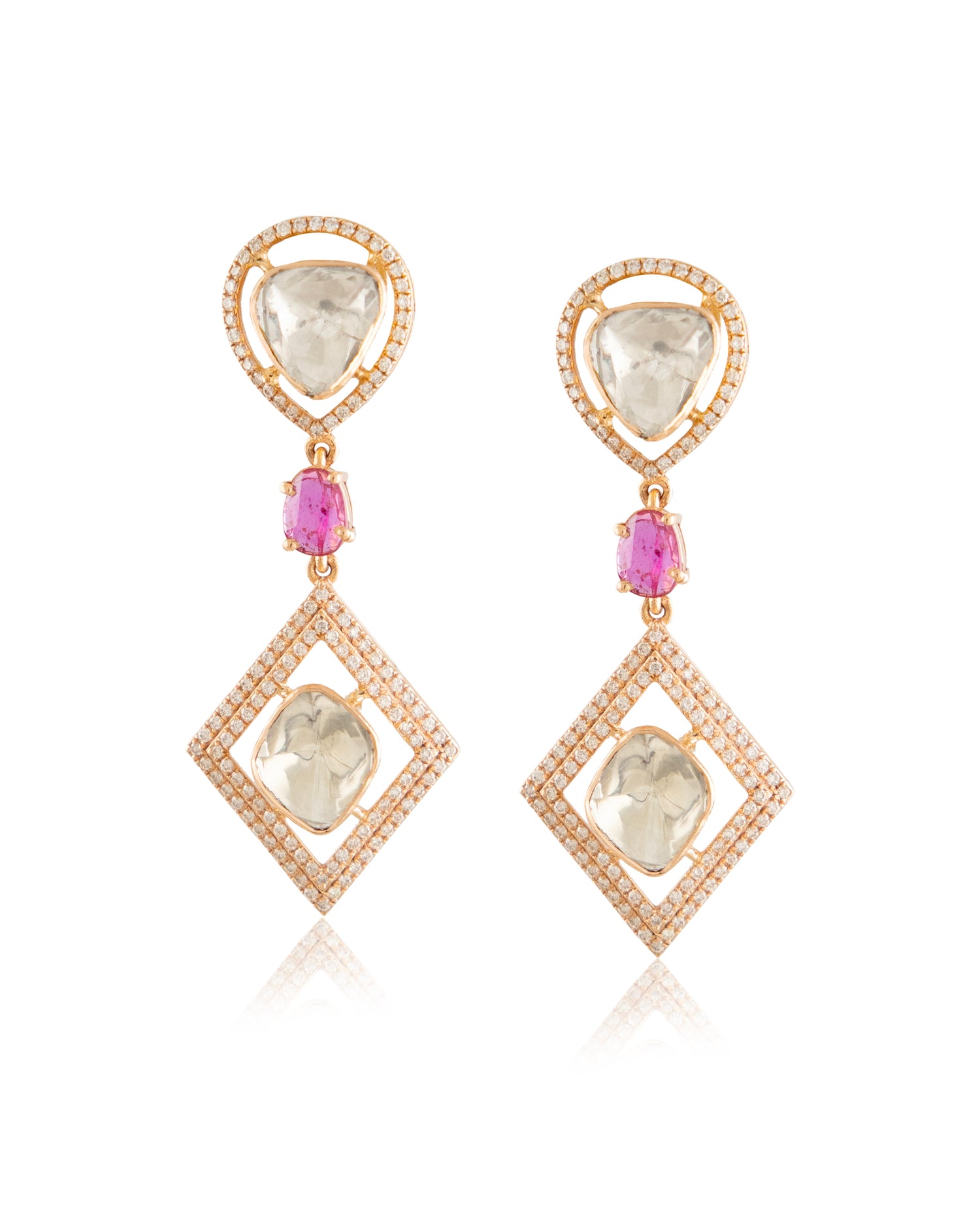 Mehek Polki And Diamond Long Earrings