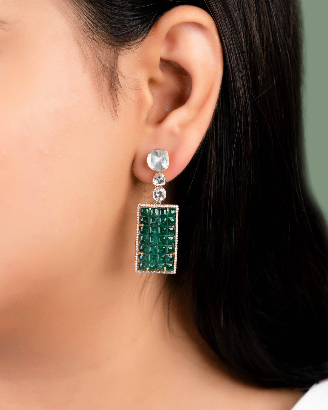 Shivakshi Polki And Diamond Long Earrings