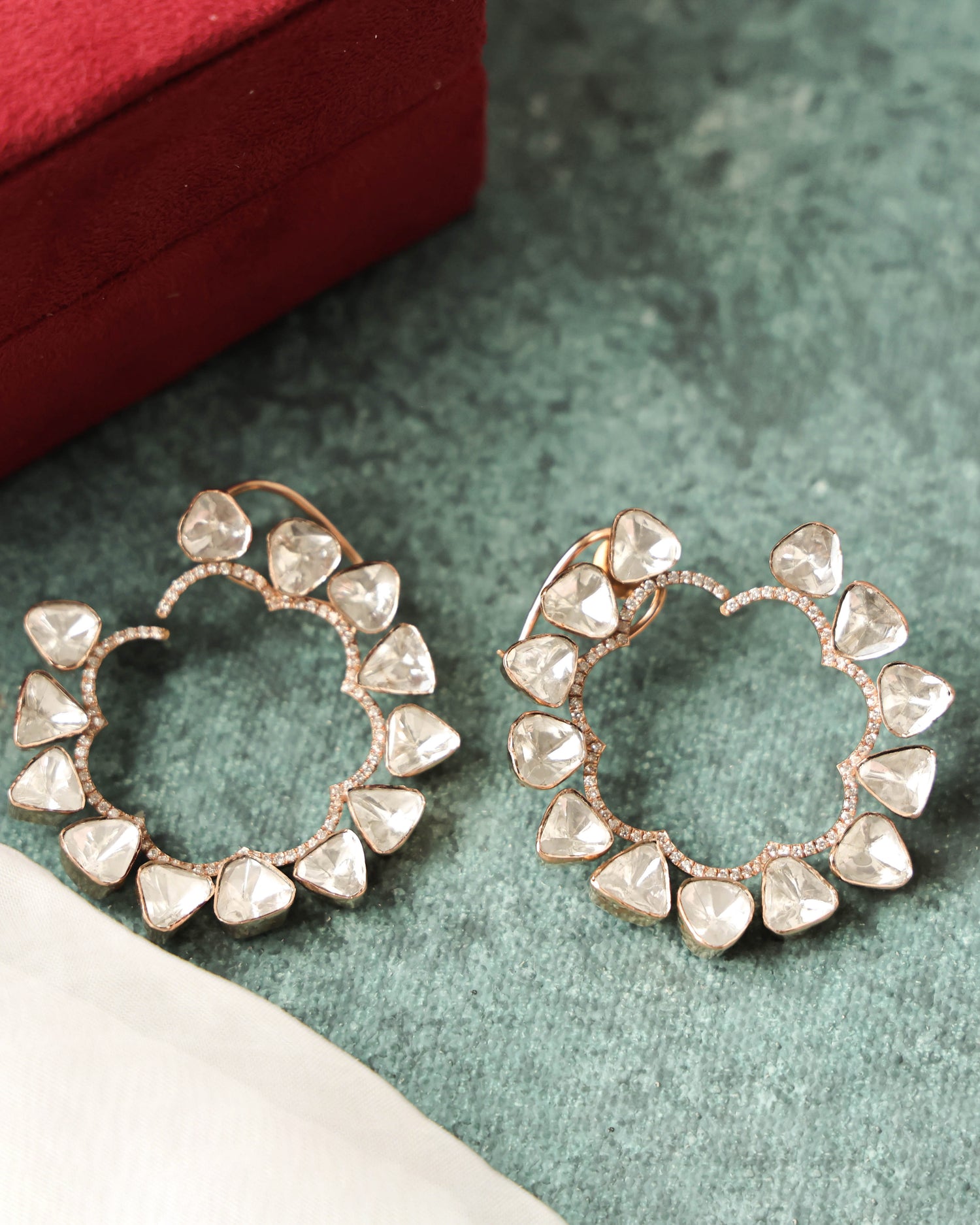 Kavya Polki And Diamond Hoops