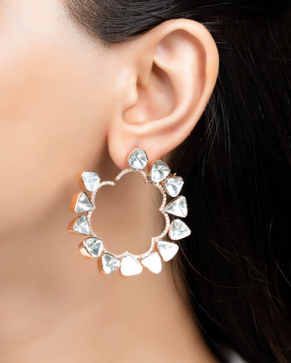 Kavya Polki And Diamond Hoops