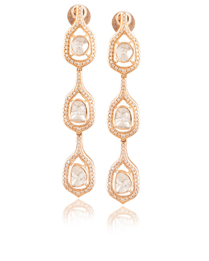 Riddhi Polki And Diamond Long Earrings