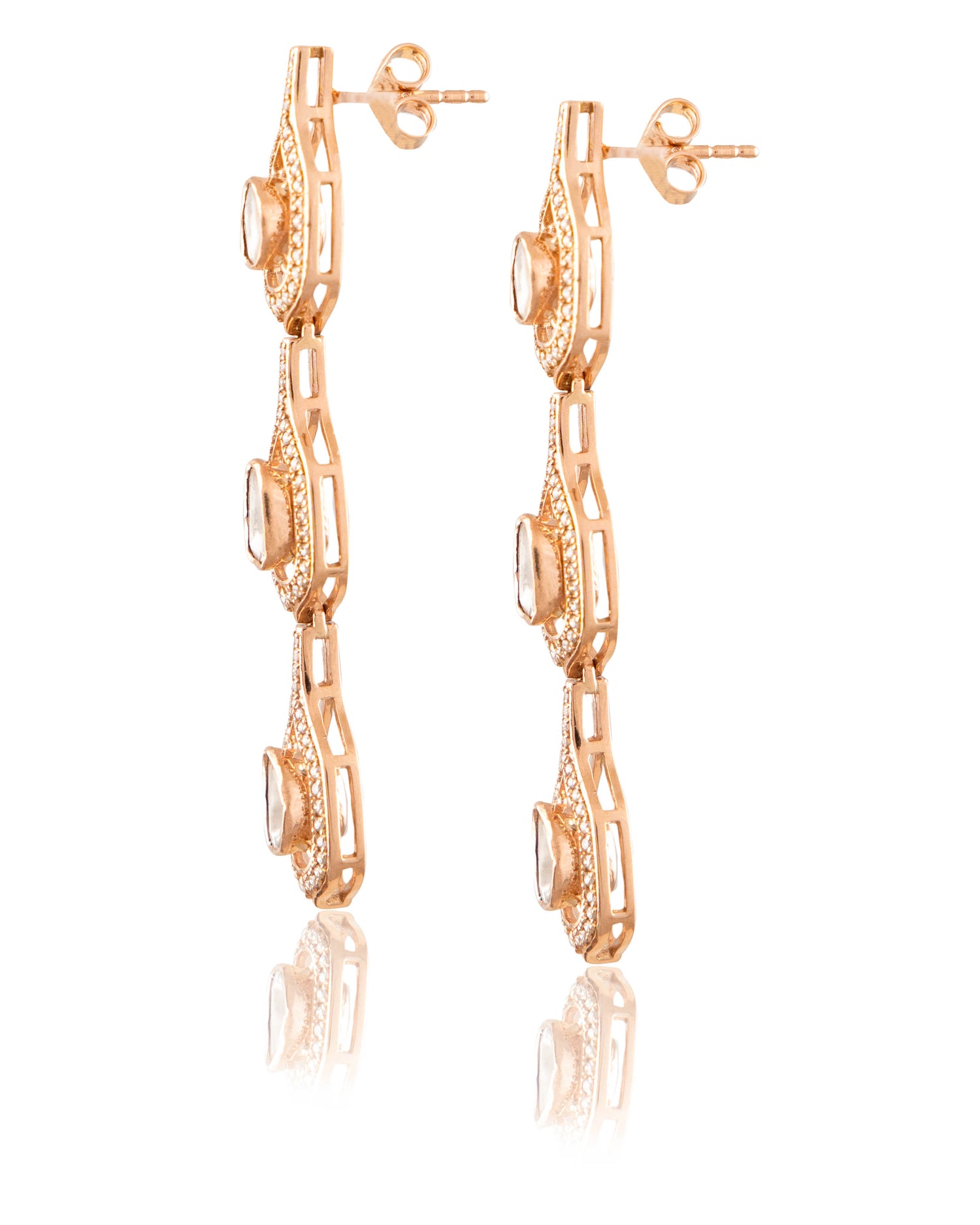 Riddhi Polki And Diamond Long Earrings