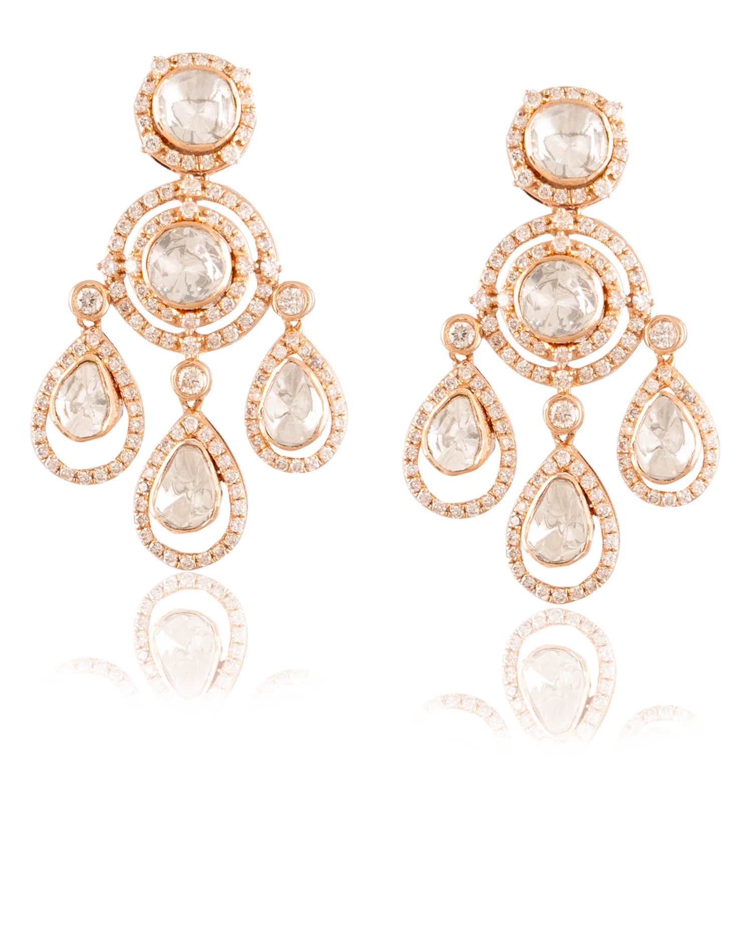 Veena Polki And Diamond Long Earrings