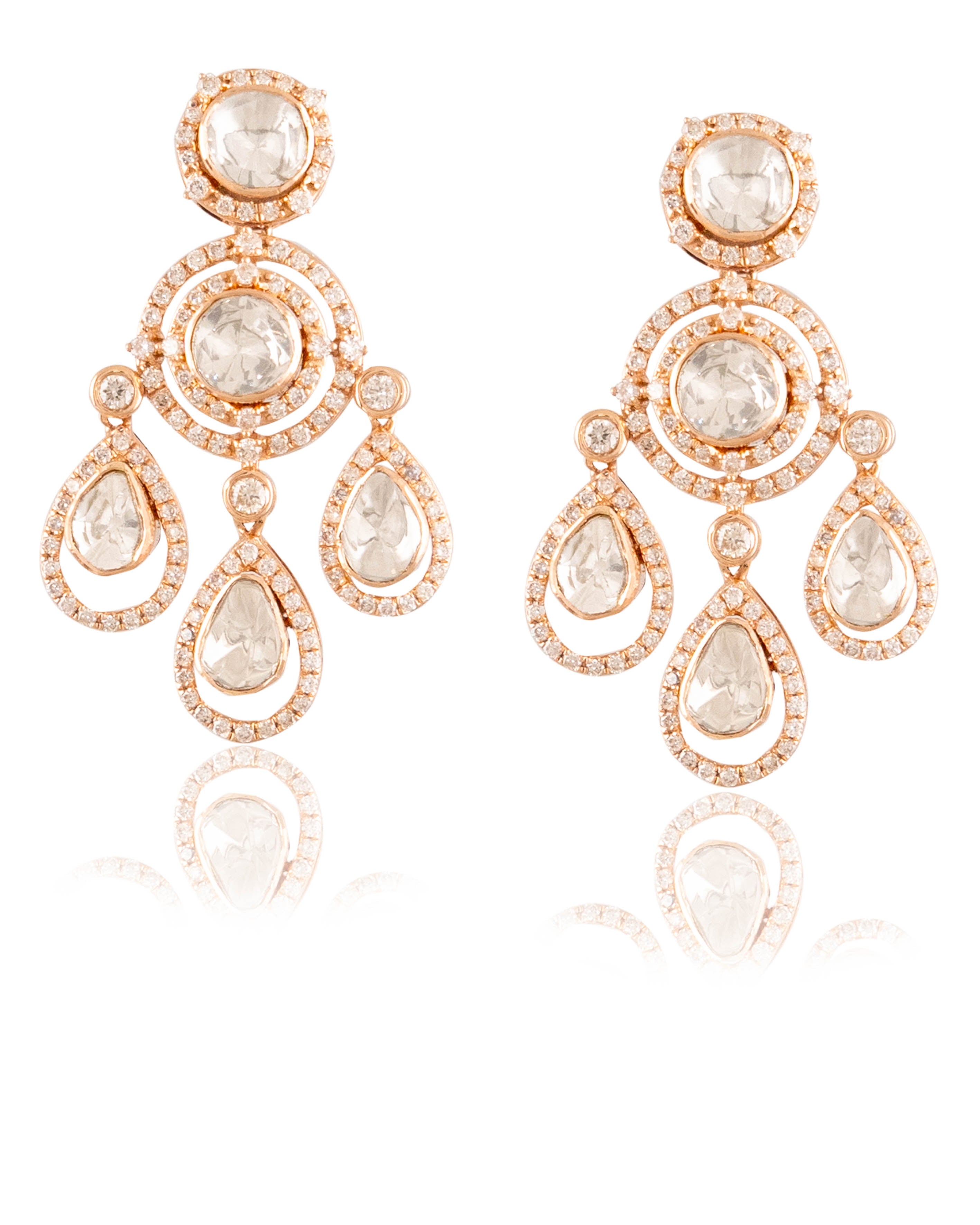 Veena Polki And Diamond Long Earrings