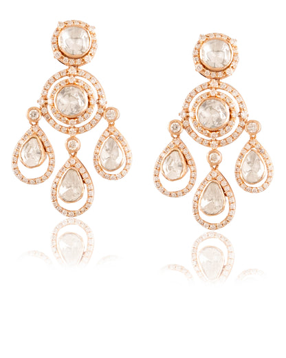 Veena Polki And Diamond Long Earrings