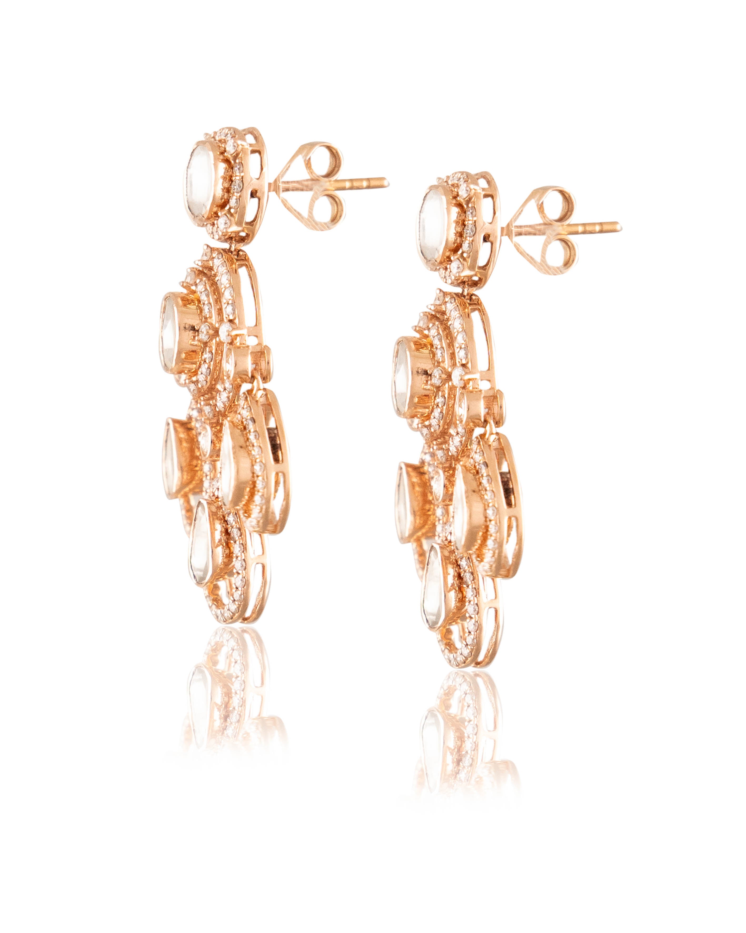 Veena Polki And Diamond Long Earrings