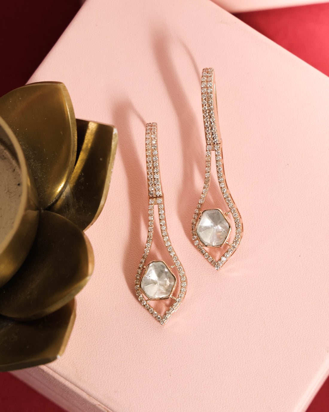 Kanishka Polki And Diamond Long Earrings