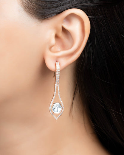 Kanishka Polki And Diamond Long Earrings