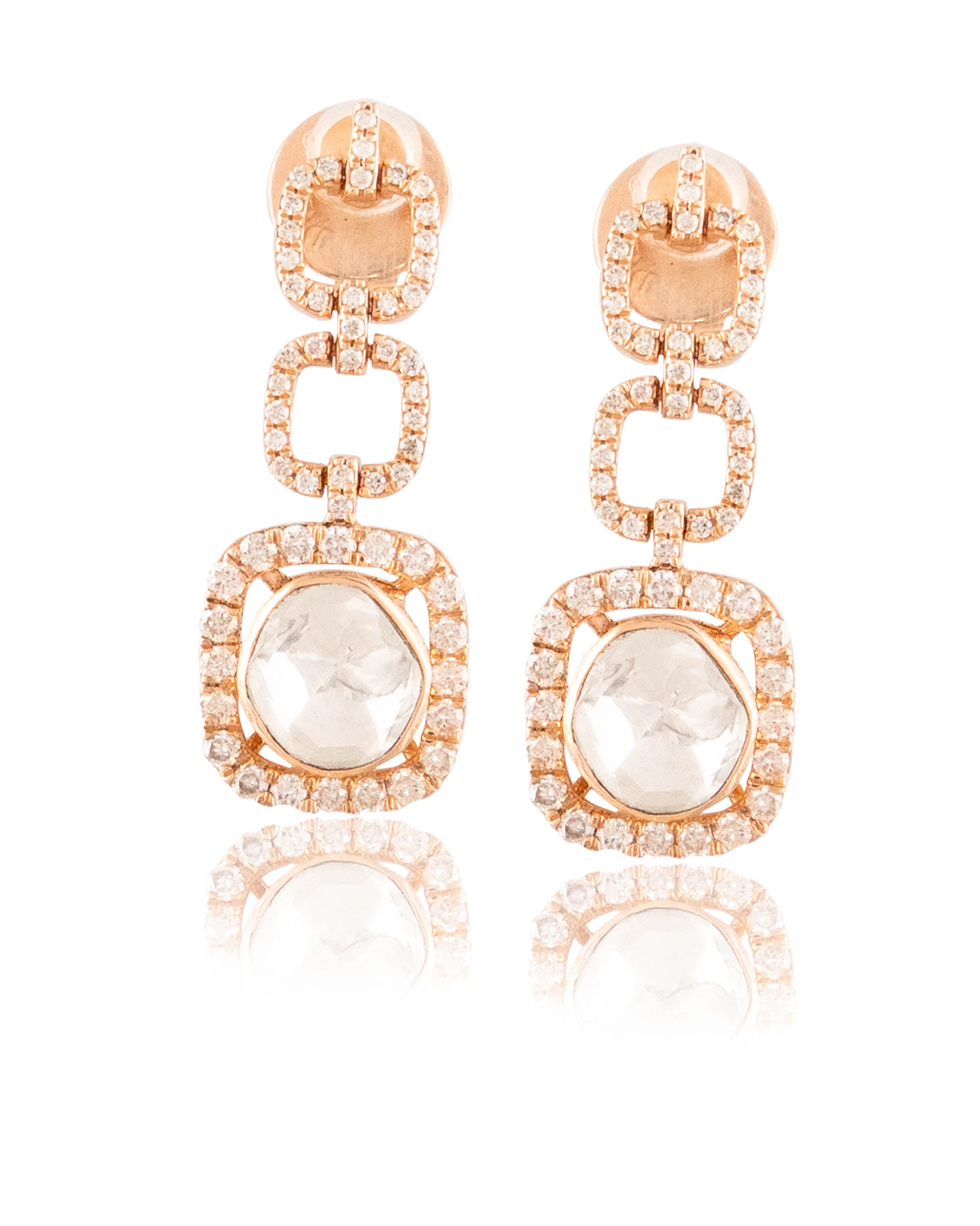 Reshma Polki And Diamond Long Earrings