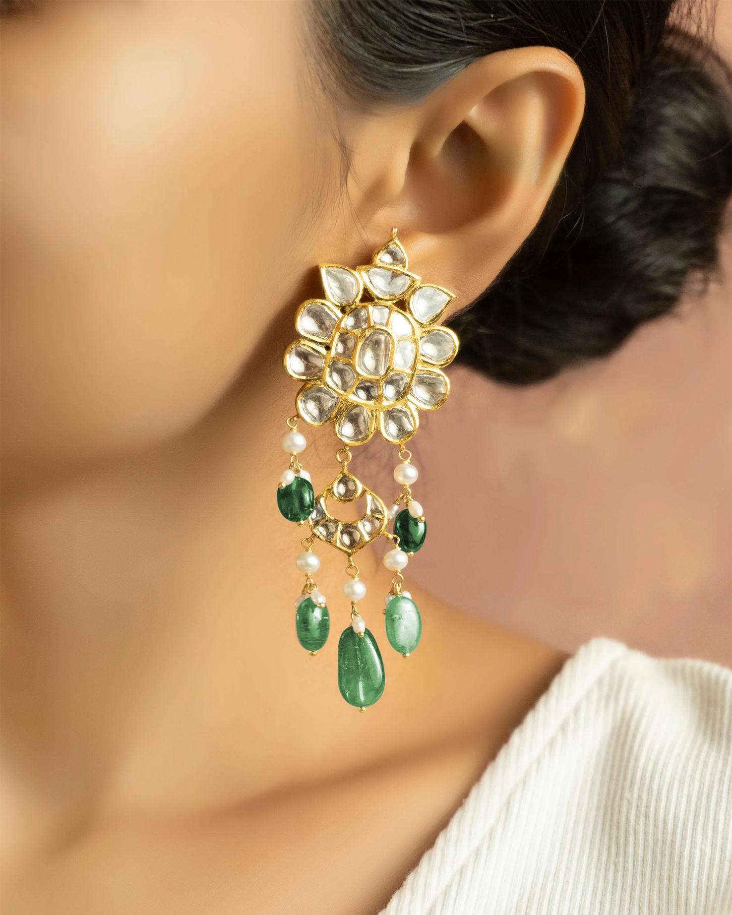 Nimish Jadau Polki Long Earrings