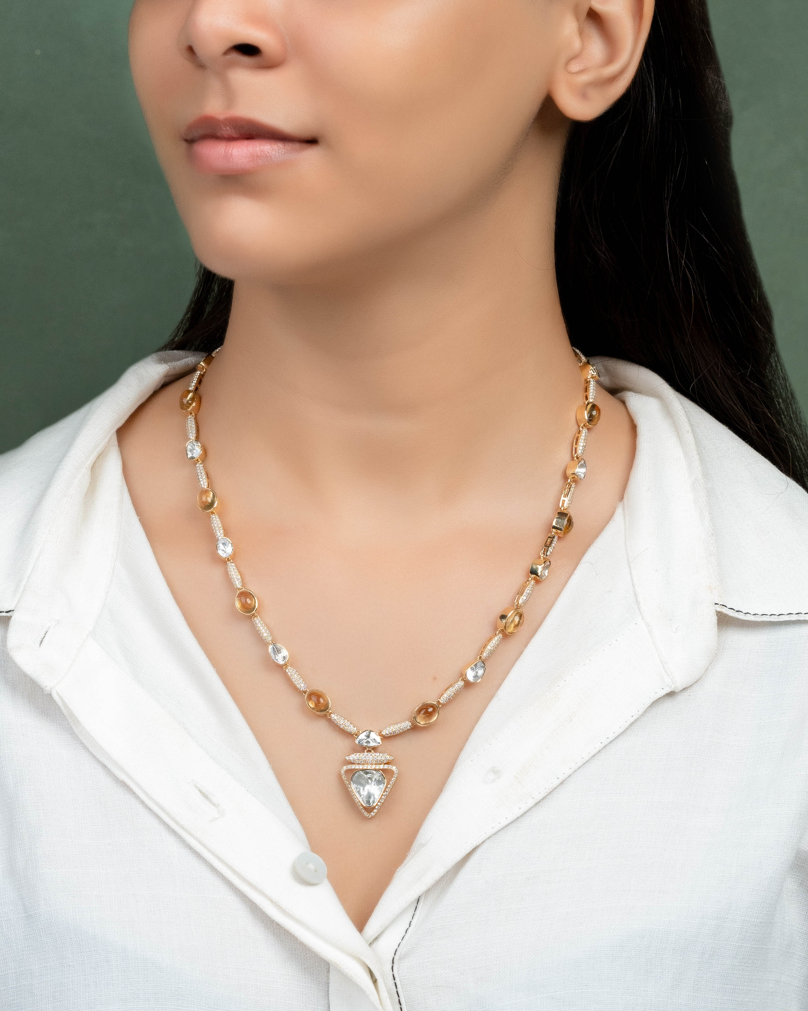 Mishika Polki And Diamond Necklace