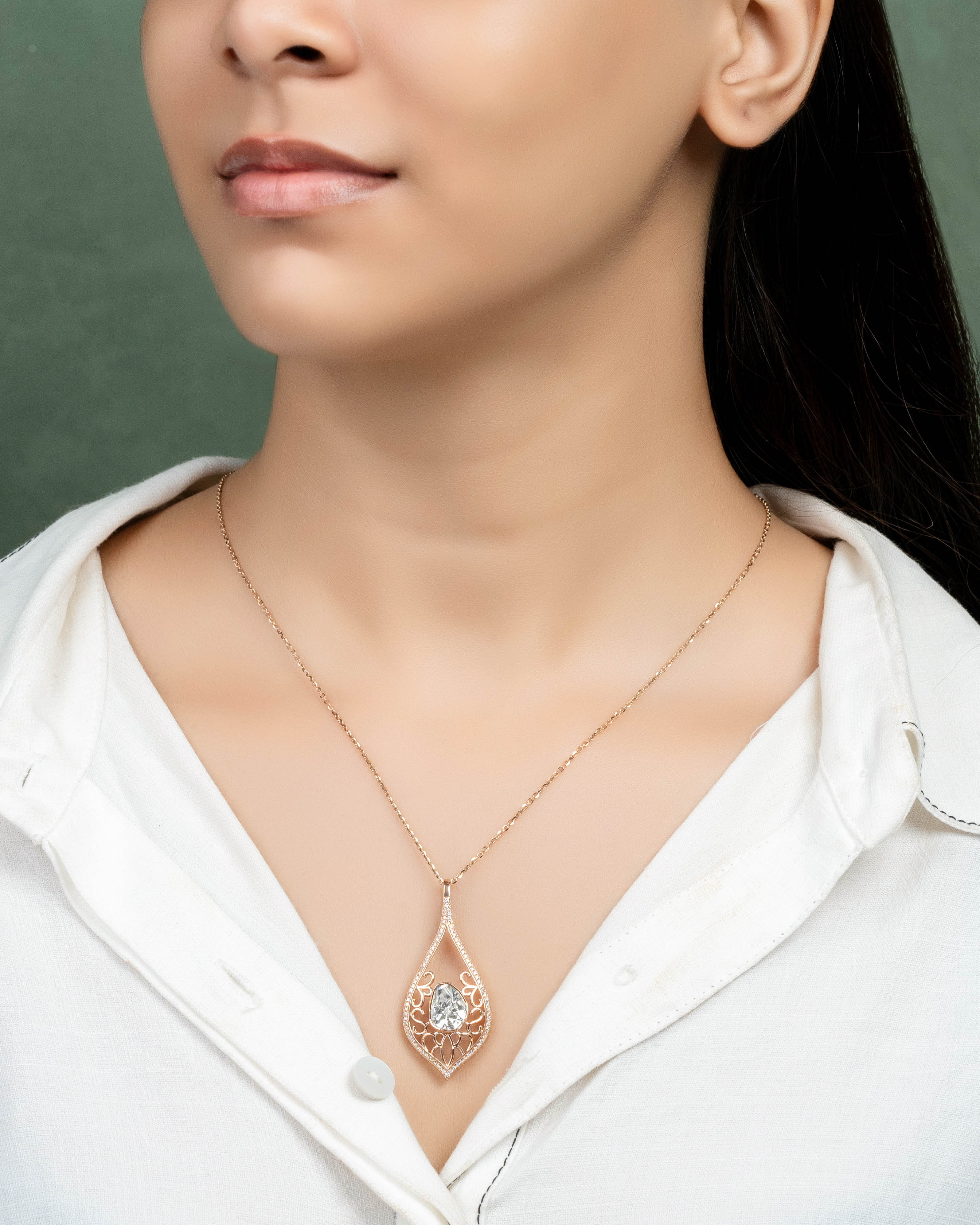 Shaina Polki And Diamond Pendant