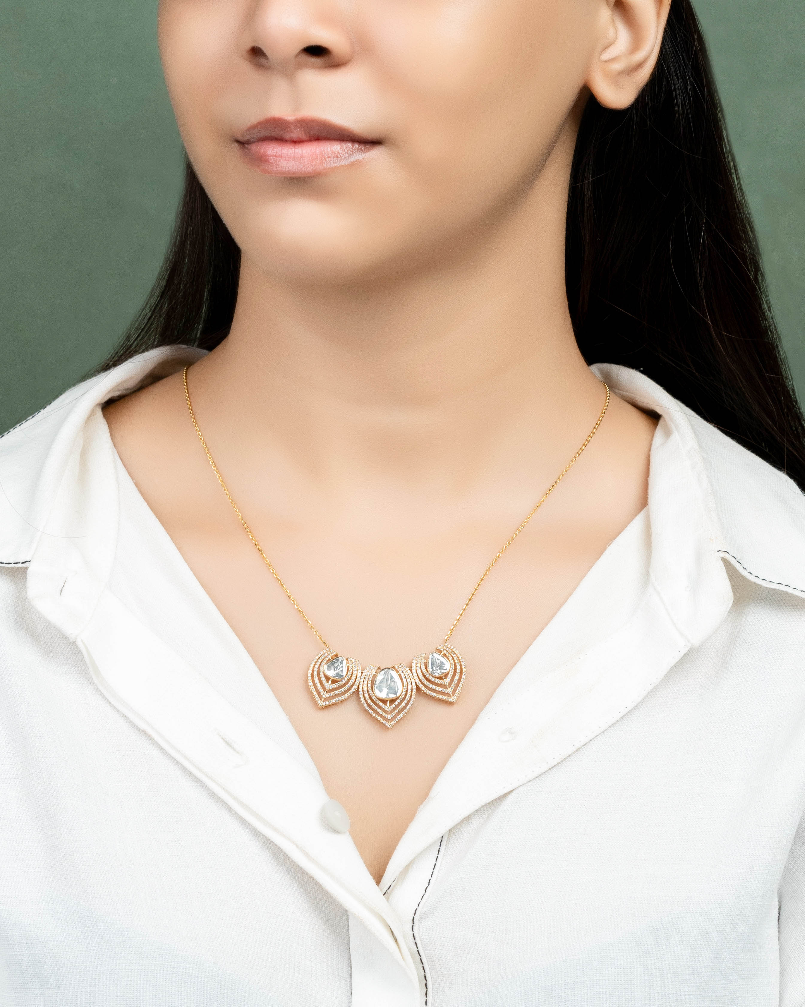 Nitya Polki And Diamond Pendant