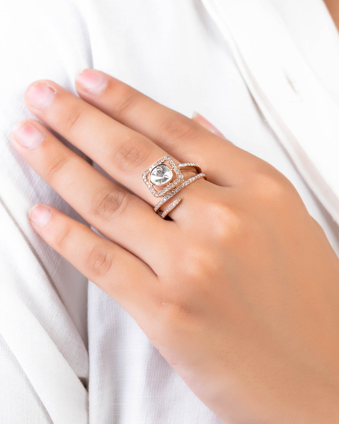 Samreen Polki And Diamond Ring