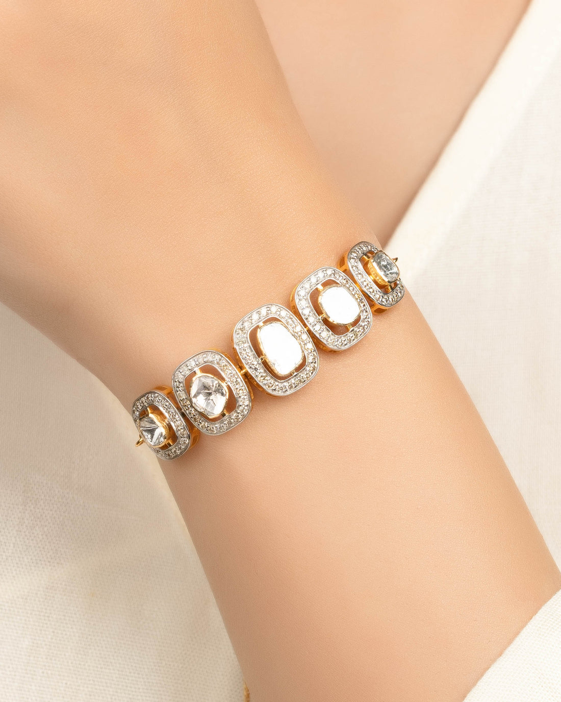 Sana Polki And Diamond Minimal Bracelet