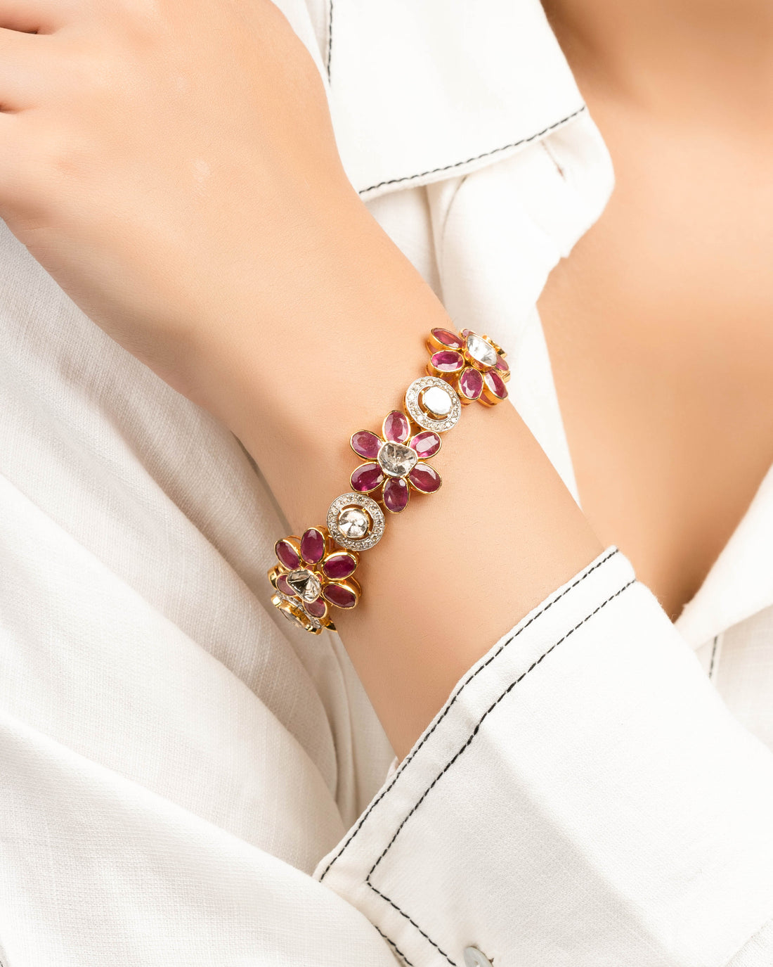 Vincia Polki And Diamond Minimal Bracelet