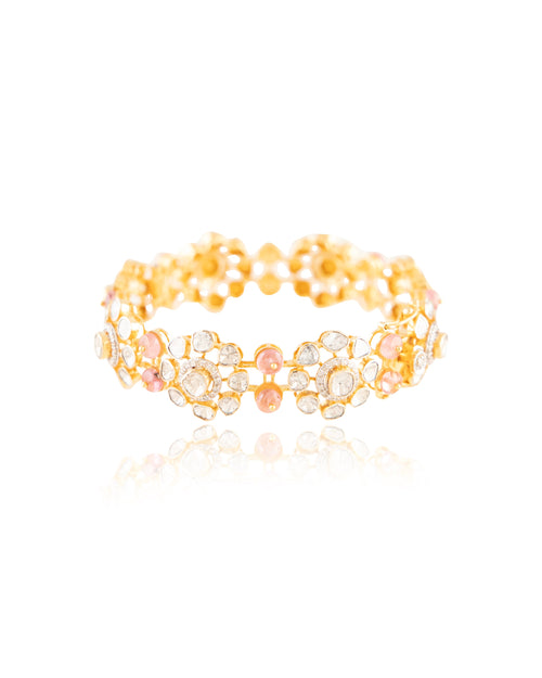 Kashuma Polki And Diamond Bangle