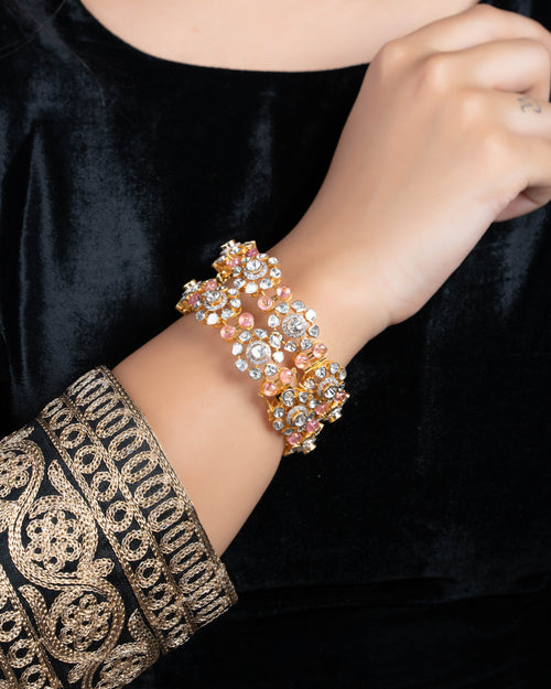 Kashuma Polki And Diamond Bangle
