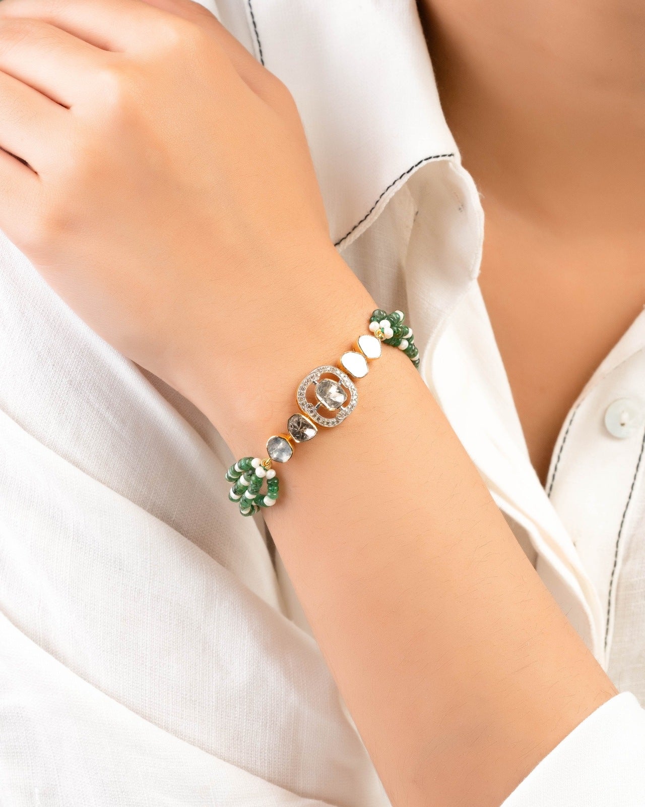 Sanjevni Polki And Diamond Loose Bracelet