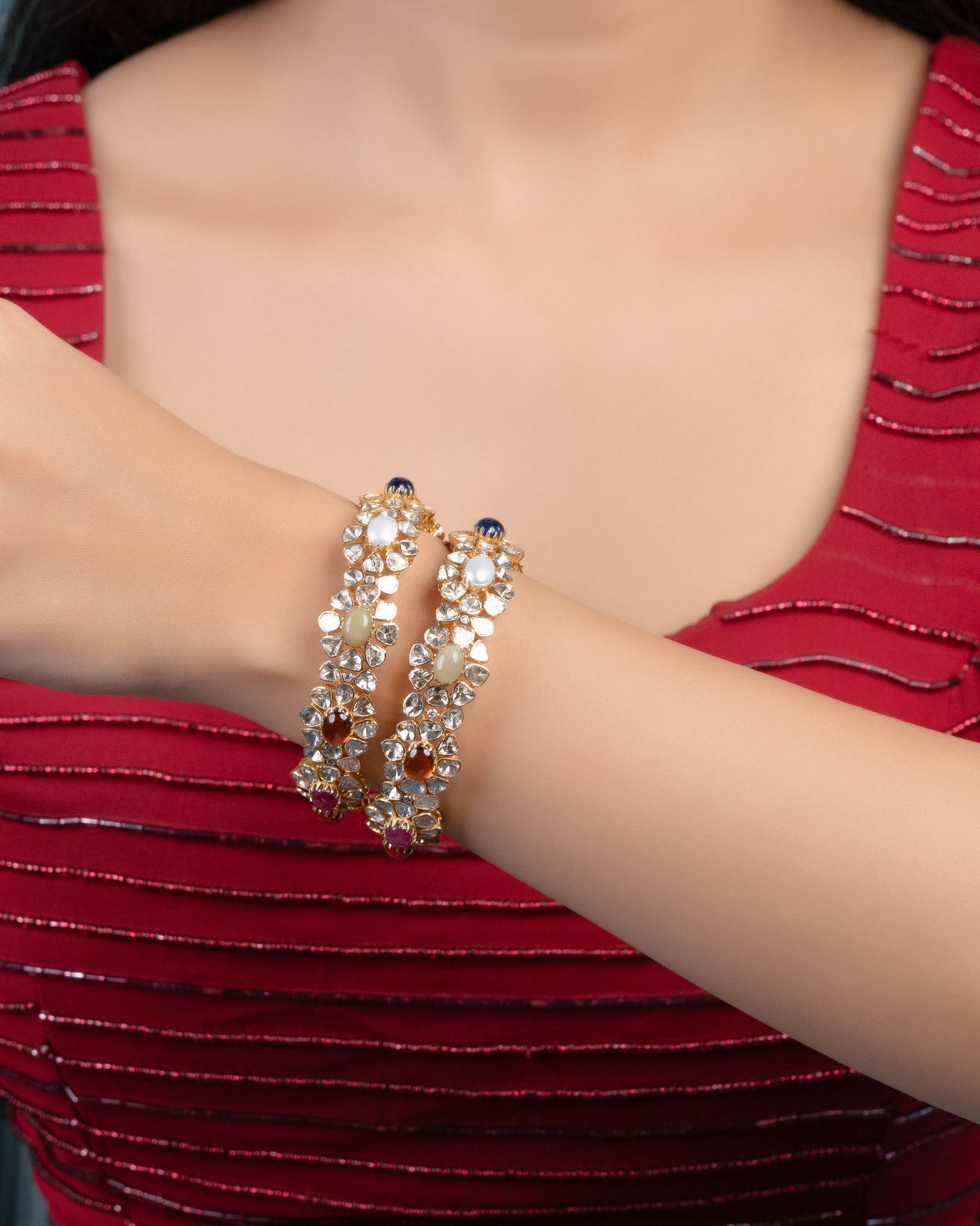 Somiya Polki And Diamond Bangle