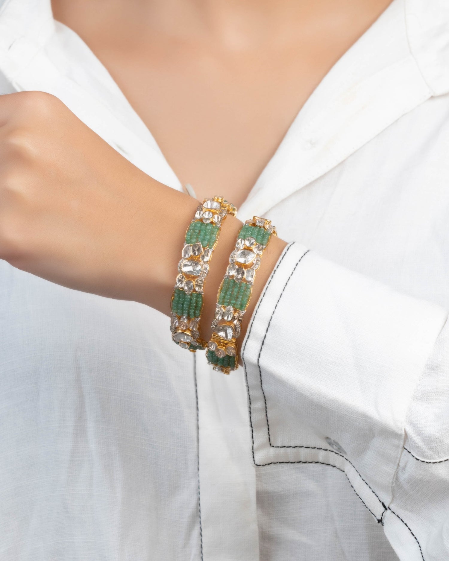 Kanika Polki And Diamond Bangle