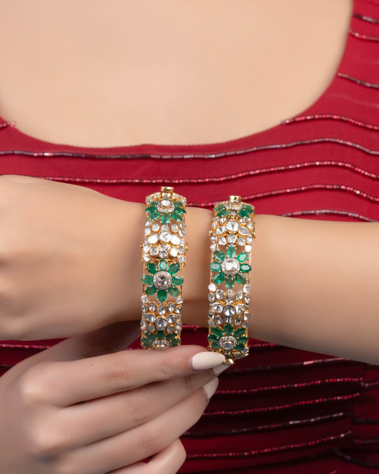 Sabiya Polki And Diamond Bangle