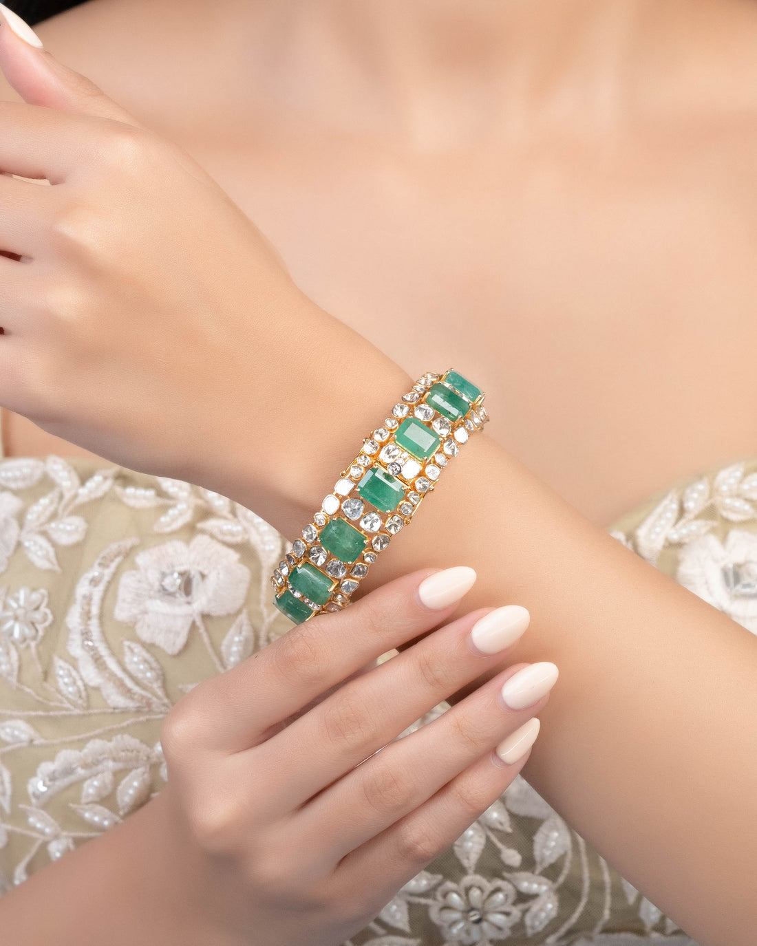 Anisha Polki And Diamond Bangle