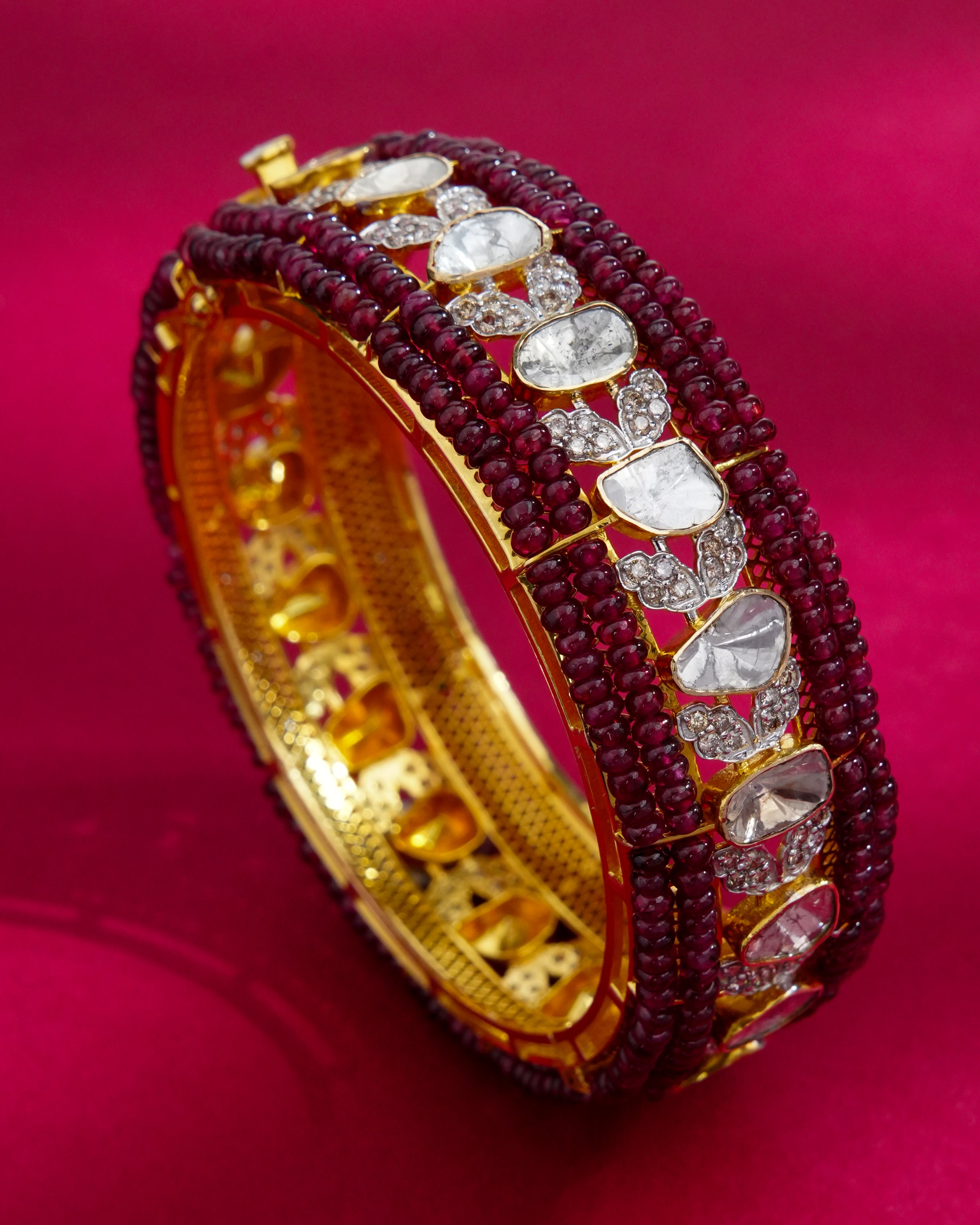 Stella Polki And Diamond Bangle