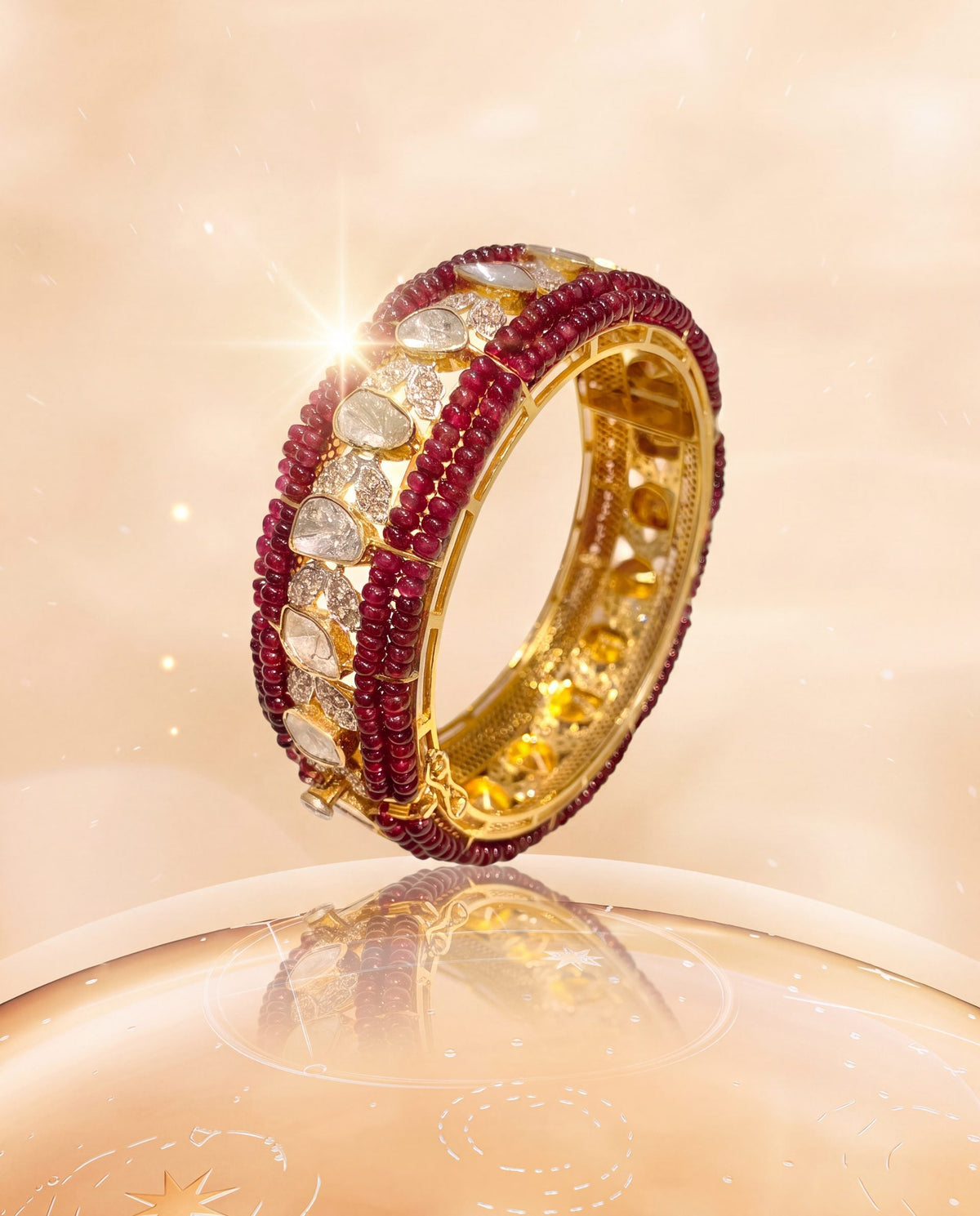 Stella Polki And Diamond Bangle