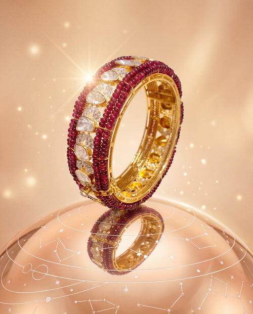 Stella Polki And Diamond Bangle