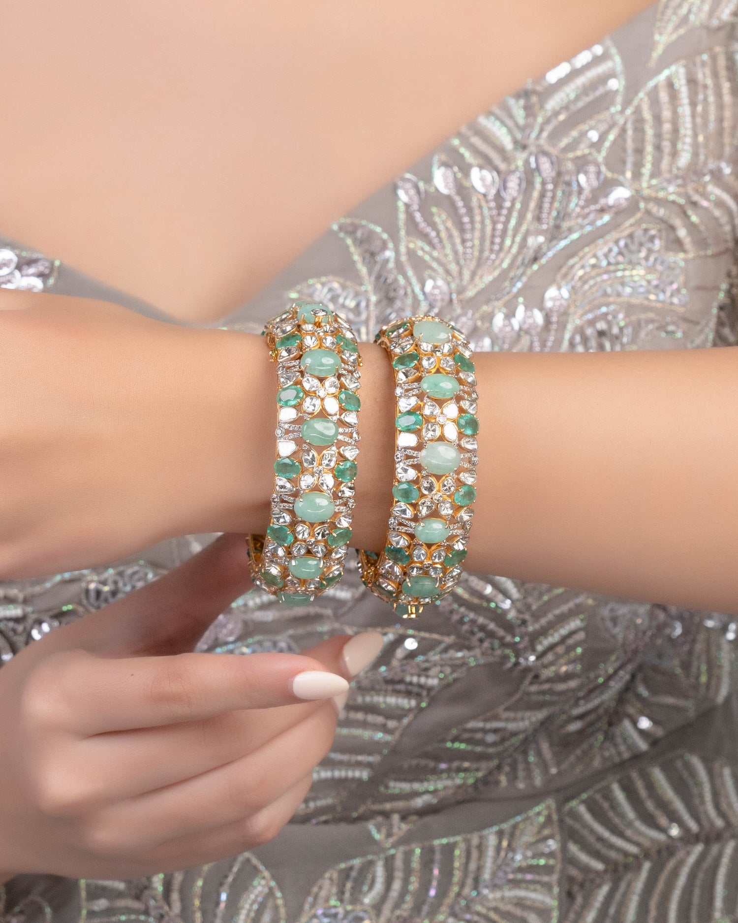 Mevisha Polki And Diamond Bangle