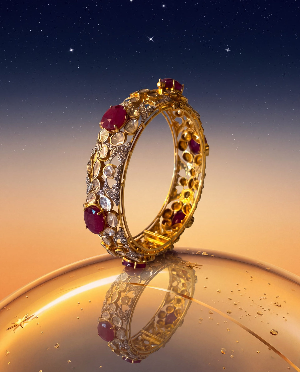 Kirti Polki And Diamond Bangle