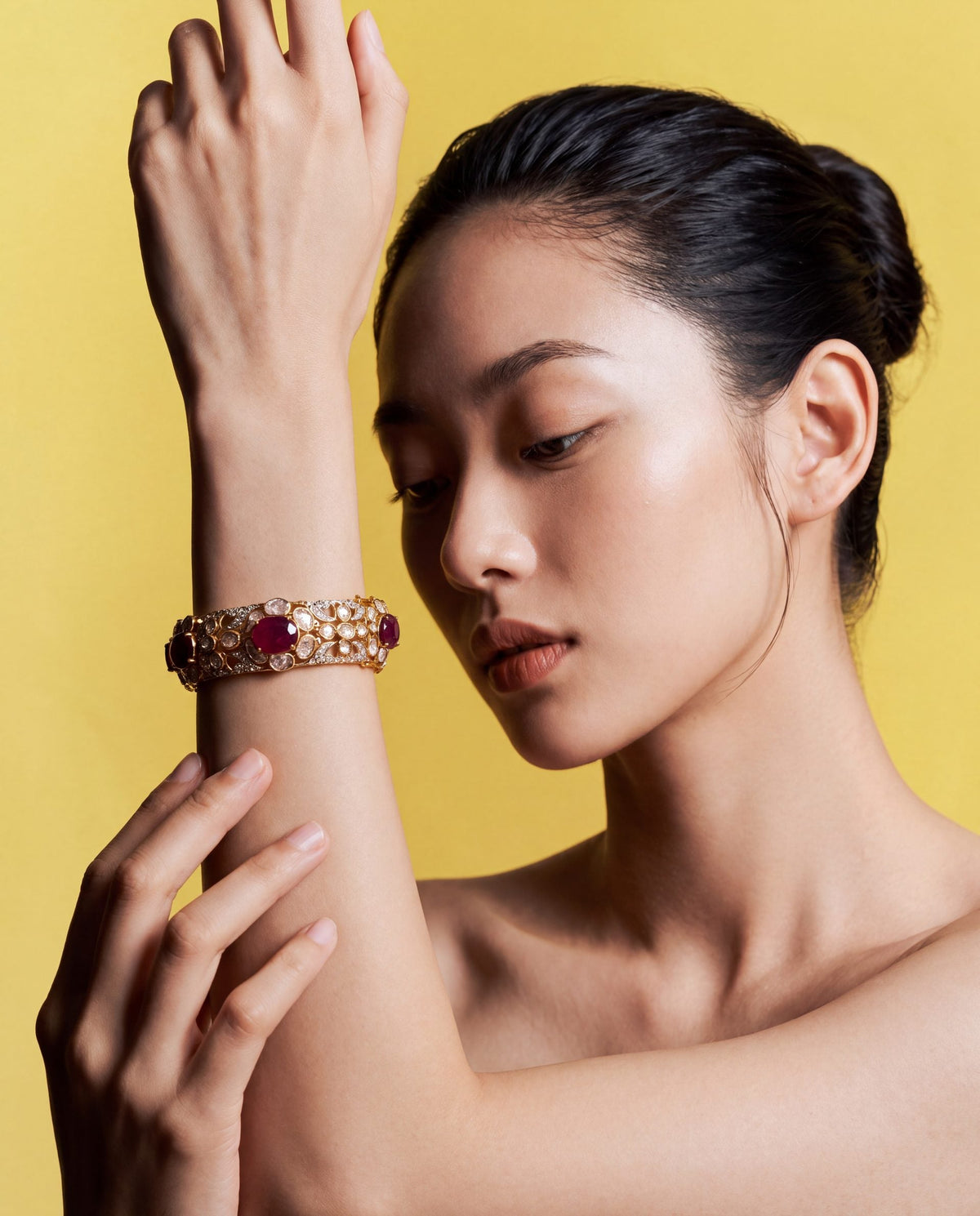 Kirti Polki And Diamond Bangle
