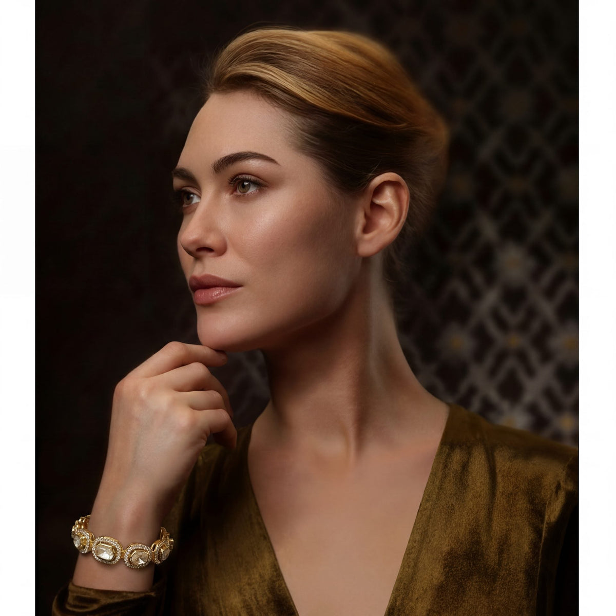 Jazmin Polki And Diamond Bangle