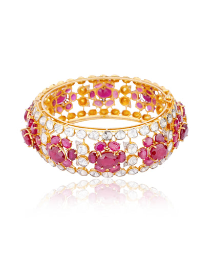 Uzma Polki And Diamond Bangle