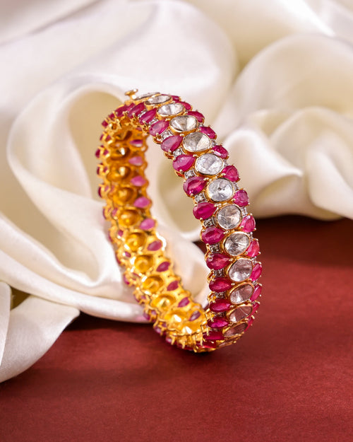 Asma Polki And Diamond Bangle