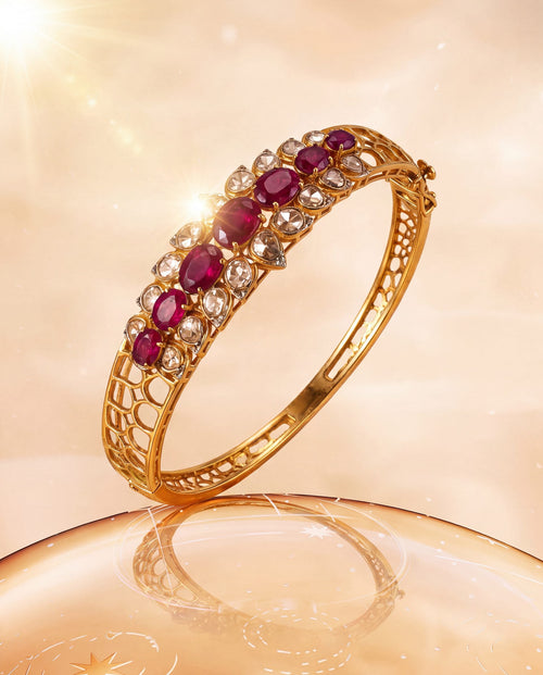 Olive Polki And Diamond Bangle