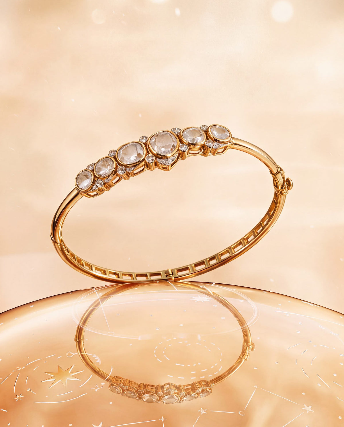 Vibhuti Polki And Diamond Loose Bracelet