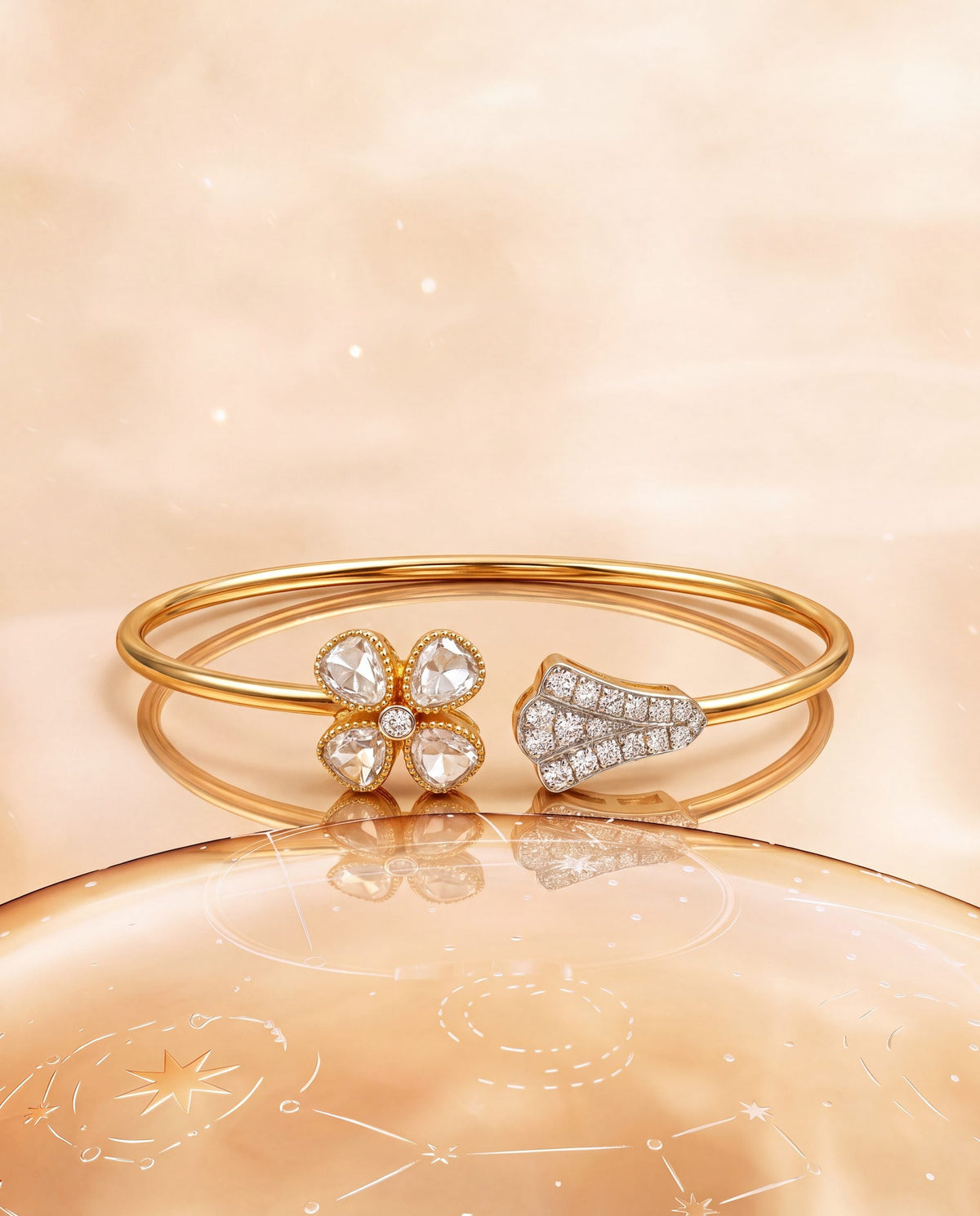 Saima Polki And Diamond Bangle
